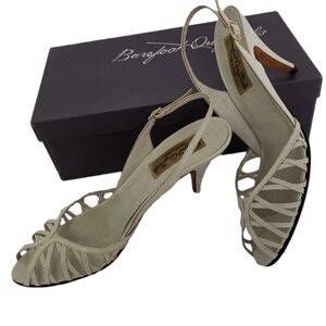Vintage Barefoot Originals Leather Strappy High Heeled Sandals Dressy Grey 8.5AA